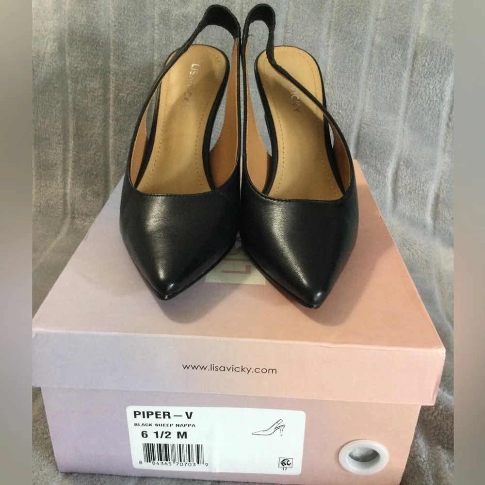 Lisa Vicky Piper Pointed Toe Slingback Pumps Size 6.5 - Picture 3 of 11